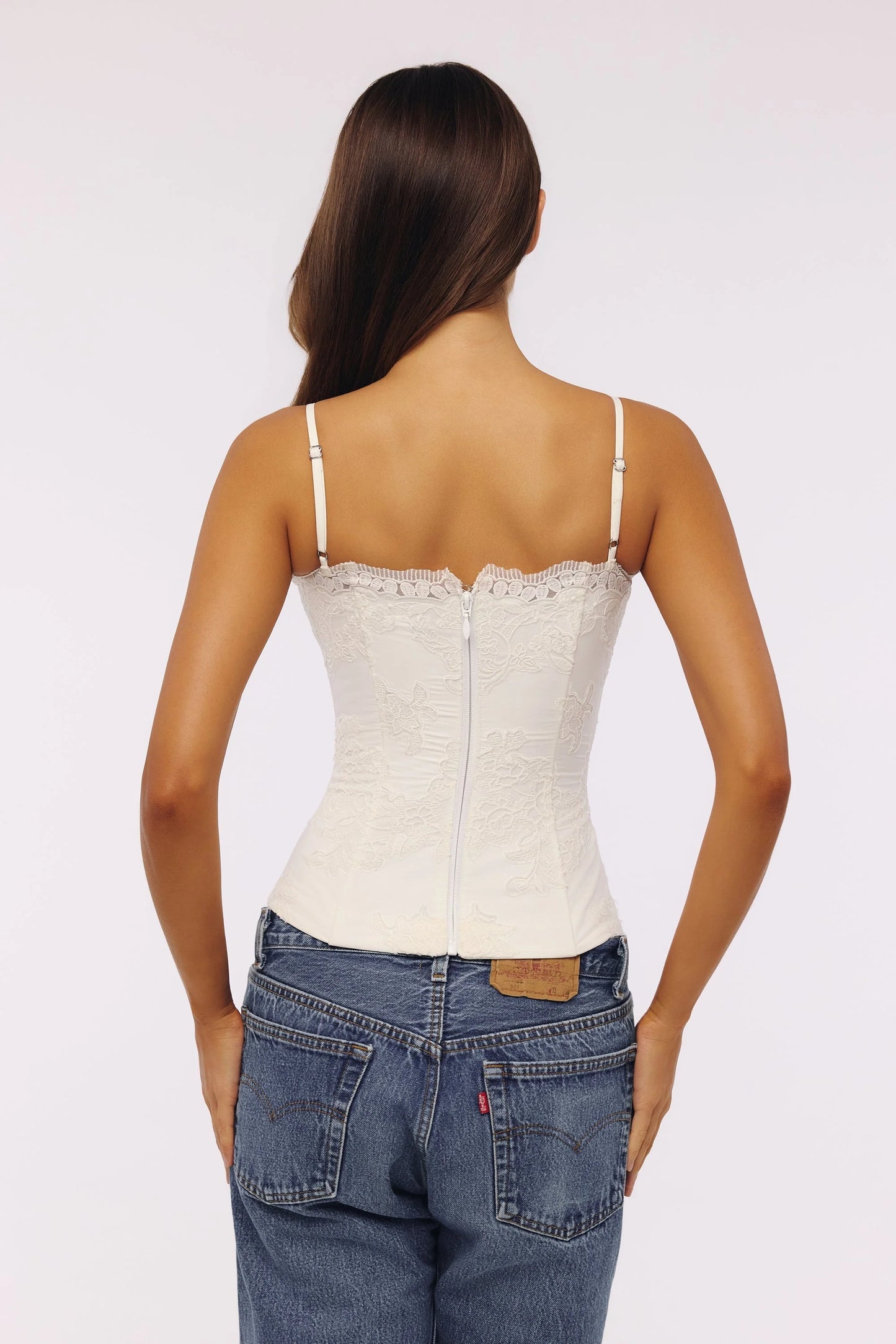 white cotton broderie anglais lace top
