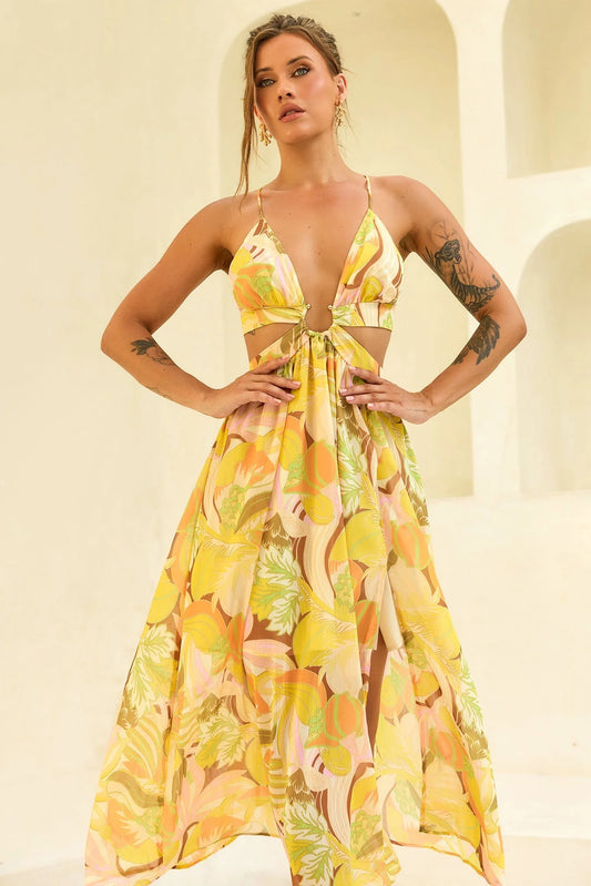 Rays Maxi Dress - Yellow Print