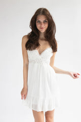 Crochet Bodice Gauze Mini Dress