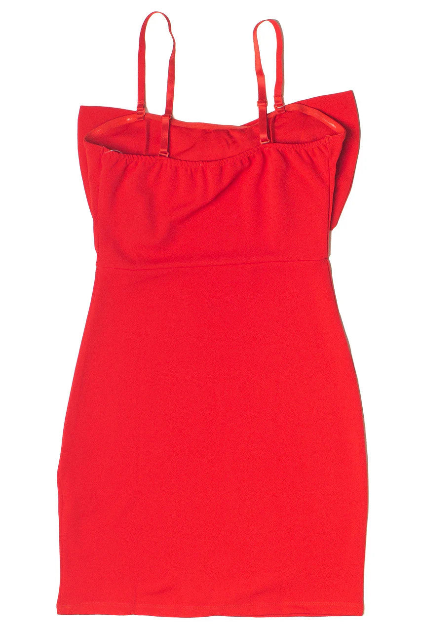 Oversized Bow Red Mini Dress