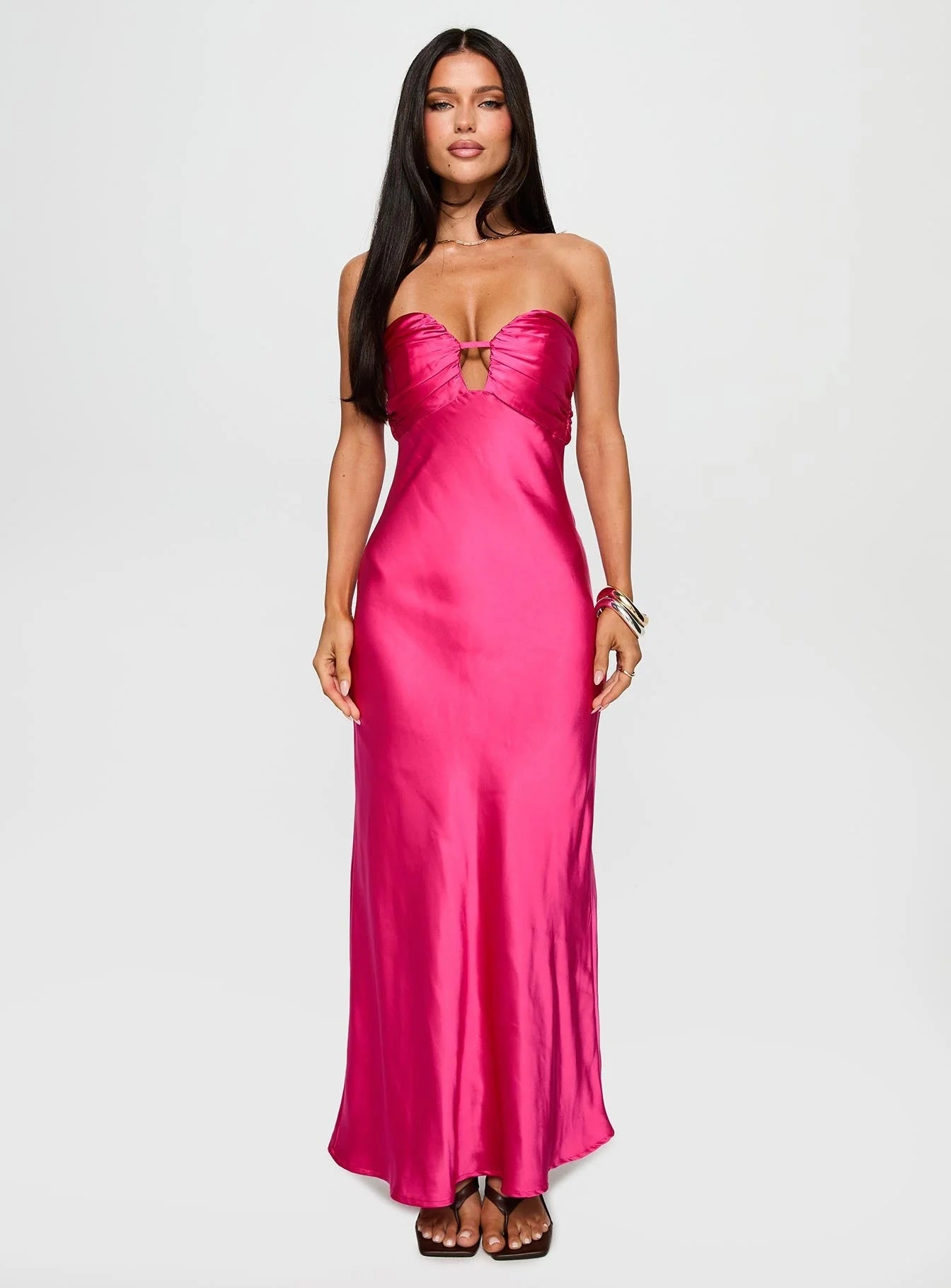 Cyprian Strapless Maxi Dress Hot Pink