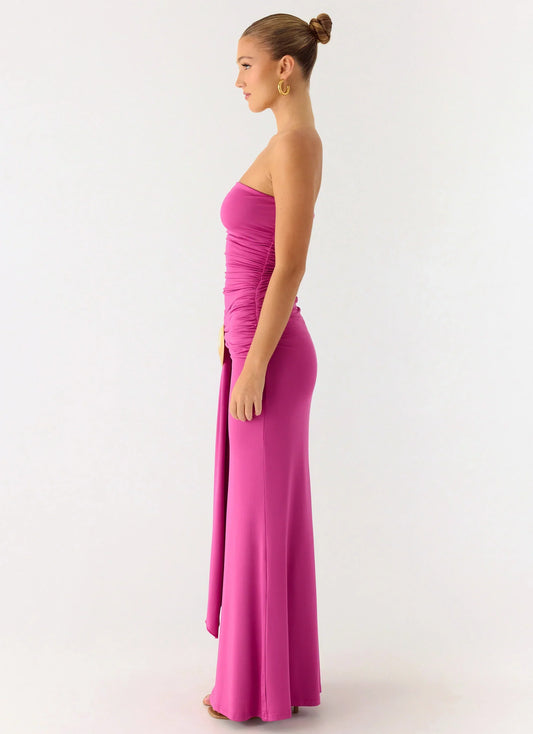 Party After Party Shell Maxi Dress - Fuchsia