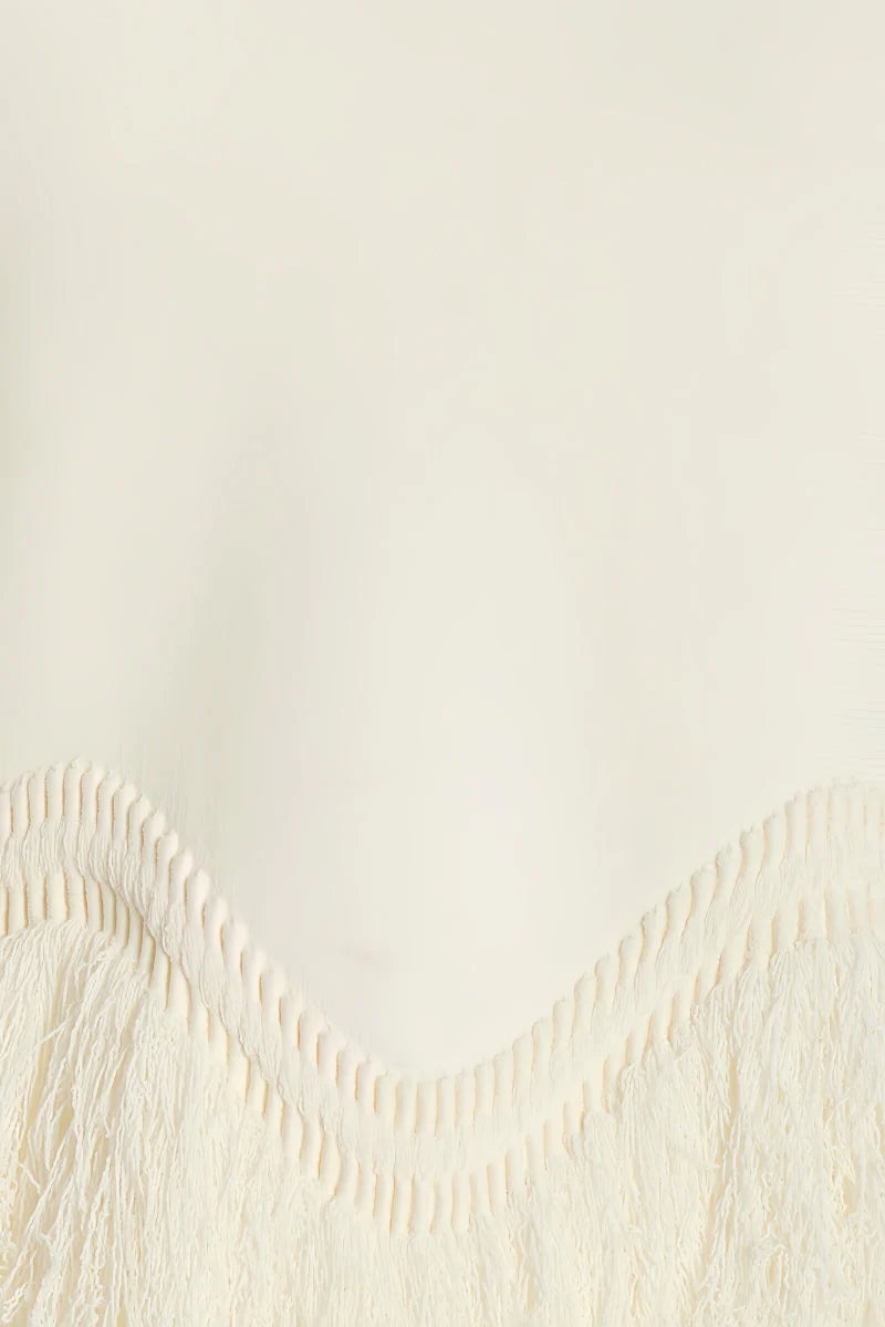 Jora White Fringe Maxi Dress Two Piece Set