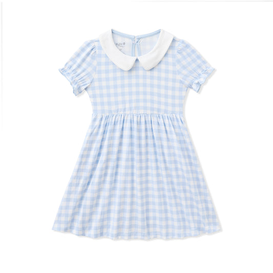 Peter Pan Collar Dress in Gingham Breeze
