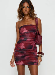 Sabato Strapless Mini Dress Red Floral