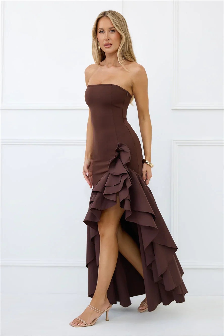 Extravagant Events Strapless Maxi Dress Brown