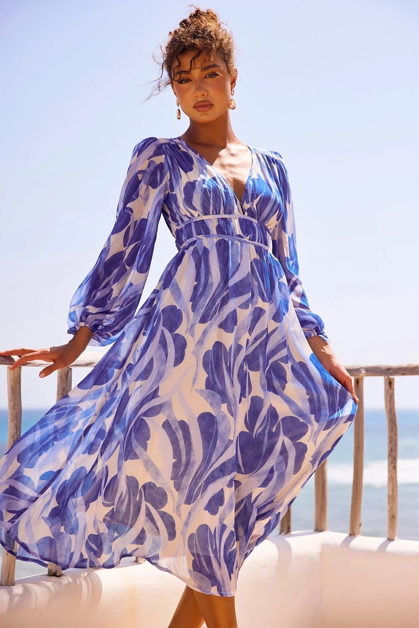 Palm Perfect Midi Dress - Blue Multi
