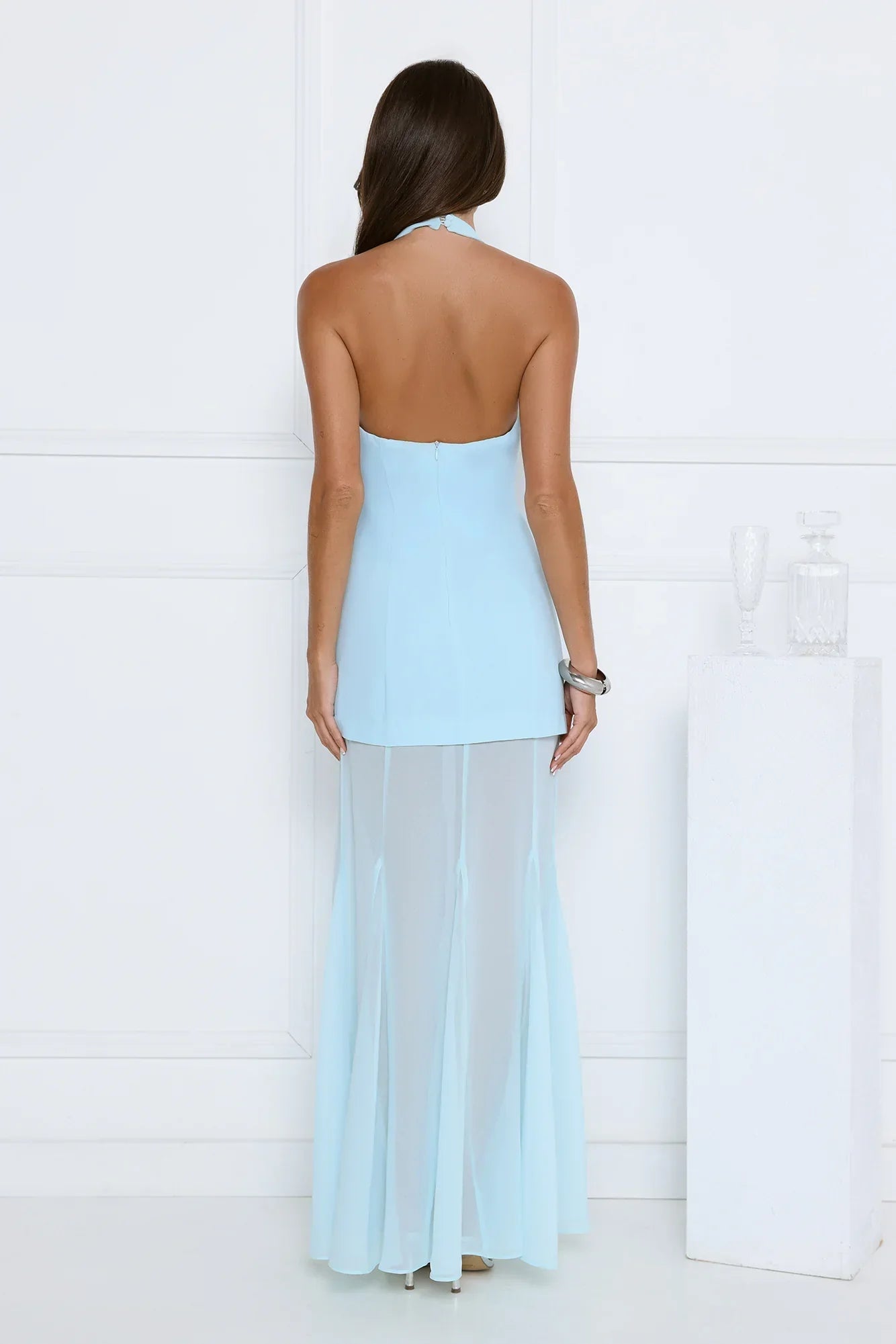 Diamond District Halter Maxi Dress Blue