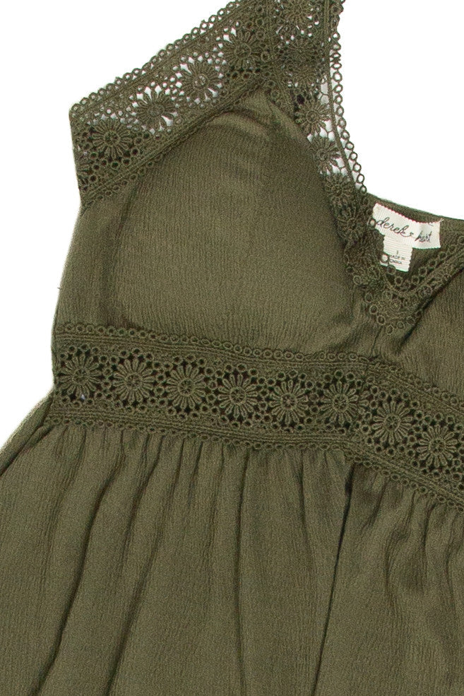 Olive Green Crochet Trim Maxi Dress