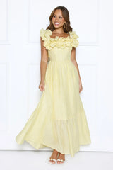 Magnetic Energy Off Shoulder Maxi Dress Yellow