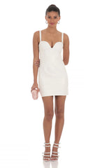 Faux Leather Dress in White