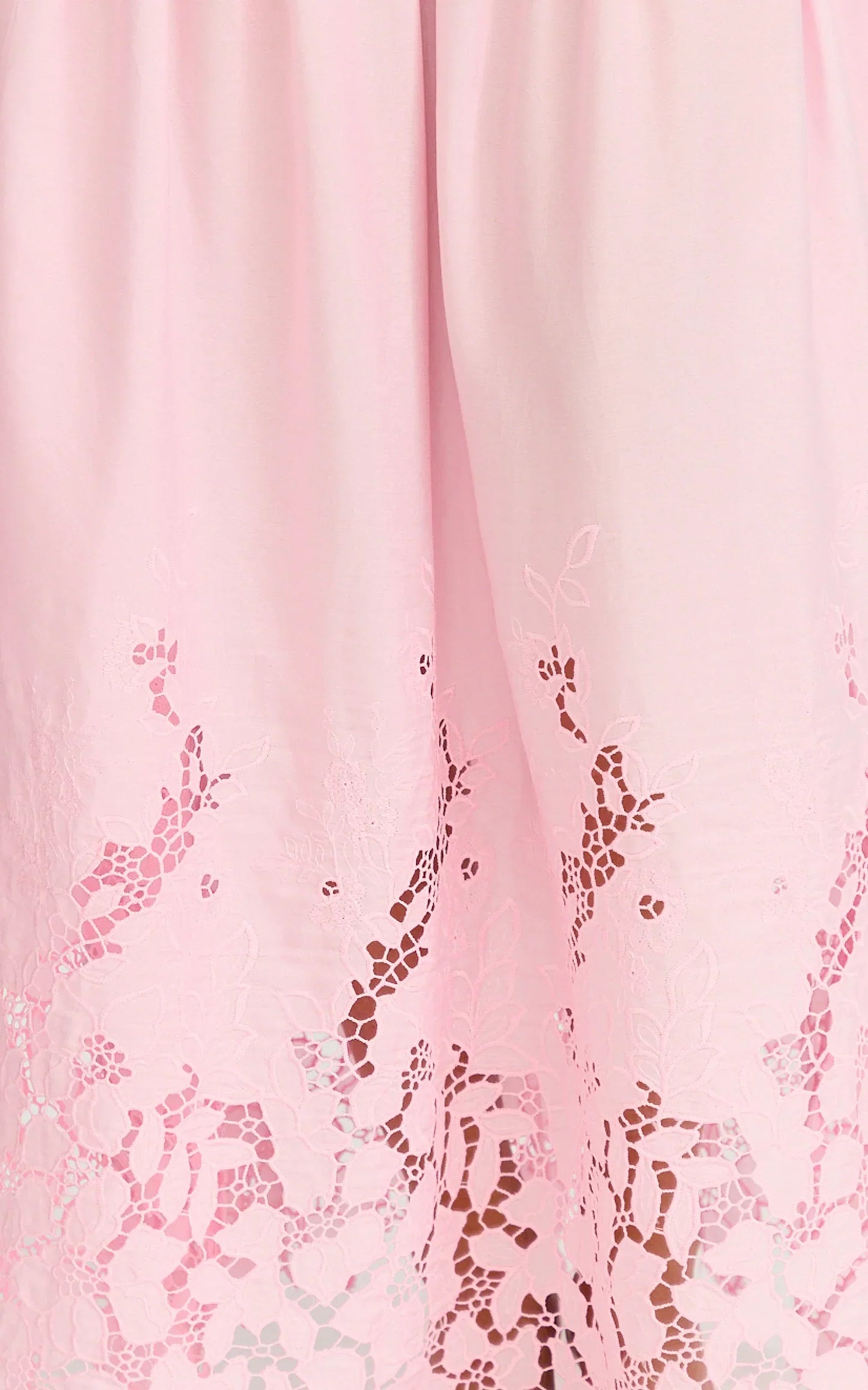 Everly Maxi Dress - Straight Neck Broderie Cut Out Hem Dress in Pink