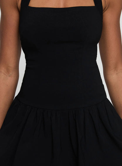 Gigli Bubble Hem Mini Dress Black Petite