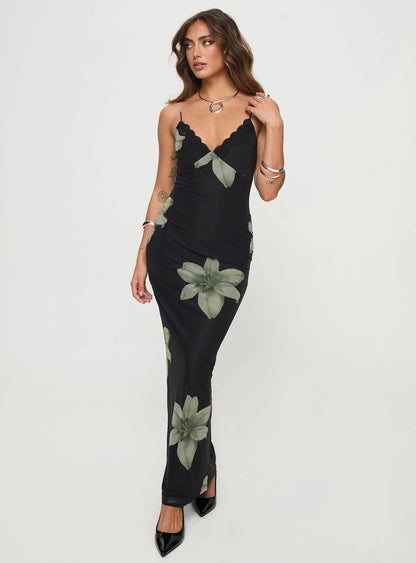 Stardrop Maxi Dress Black Floral