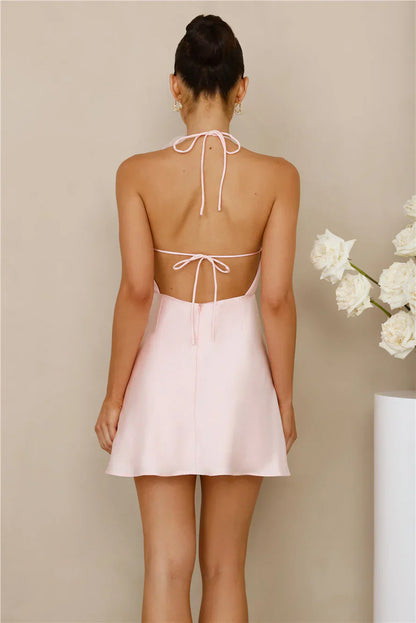 Infinite Charm Halter Mini Dress Pink