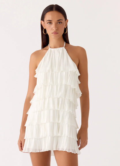 Lunar Bloom Mini Dress - Ivory