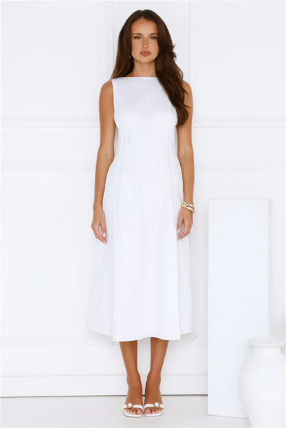 Sun Drenched Days Midi Dress White