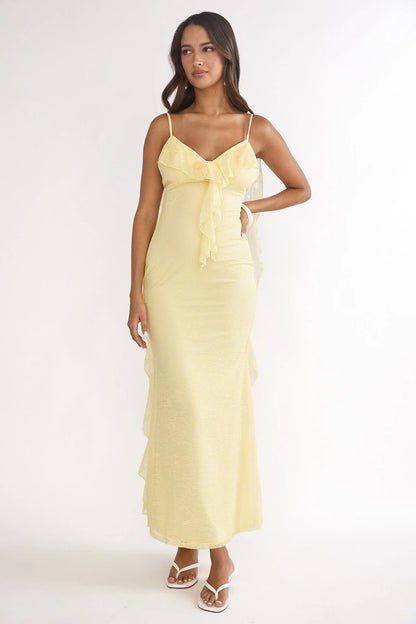 Sunspell Ruffle Trim Lace Maxi Dress Butter
