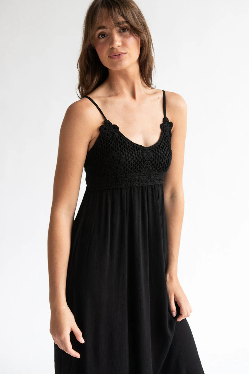 Flower Crochet Top Maxi Dress