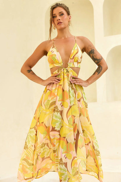 Rays Maxi Dress - Yellow Print