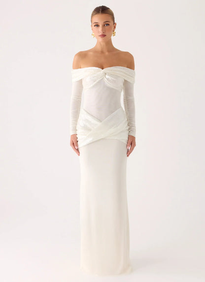 Over To You Sequin Maxi Dress - White