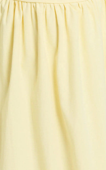 Polly Midi Dress - Strapless Ruched Dress in Lemon