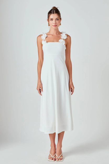 Rosette Shoulder Maxi Dress