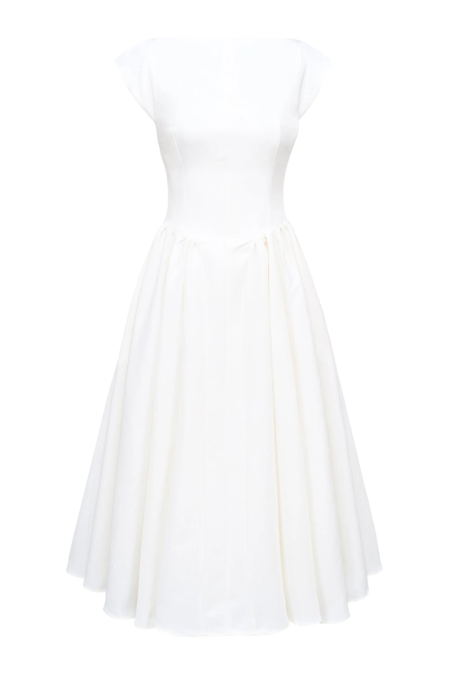 ivory moire satin midi dress