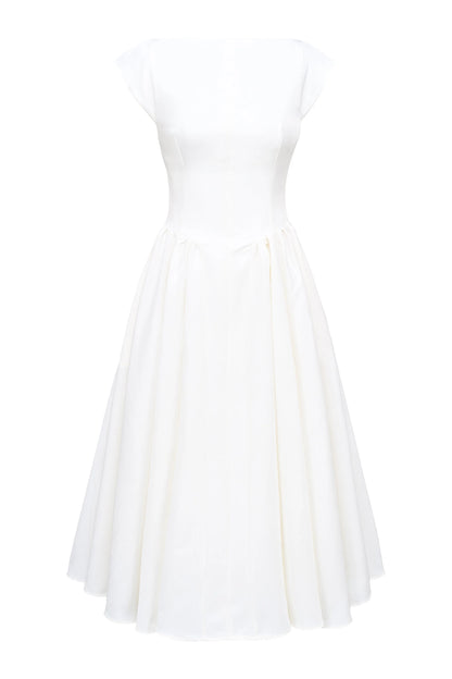 ivory moire satin midi dress