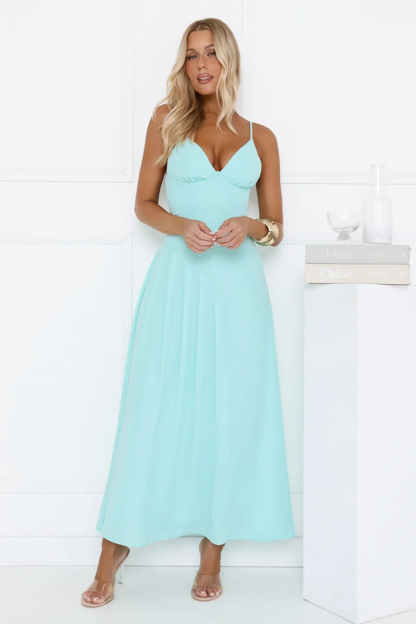 Gilded Whisper Maxi Dress Blue