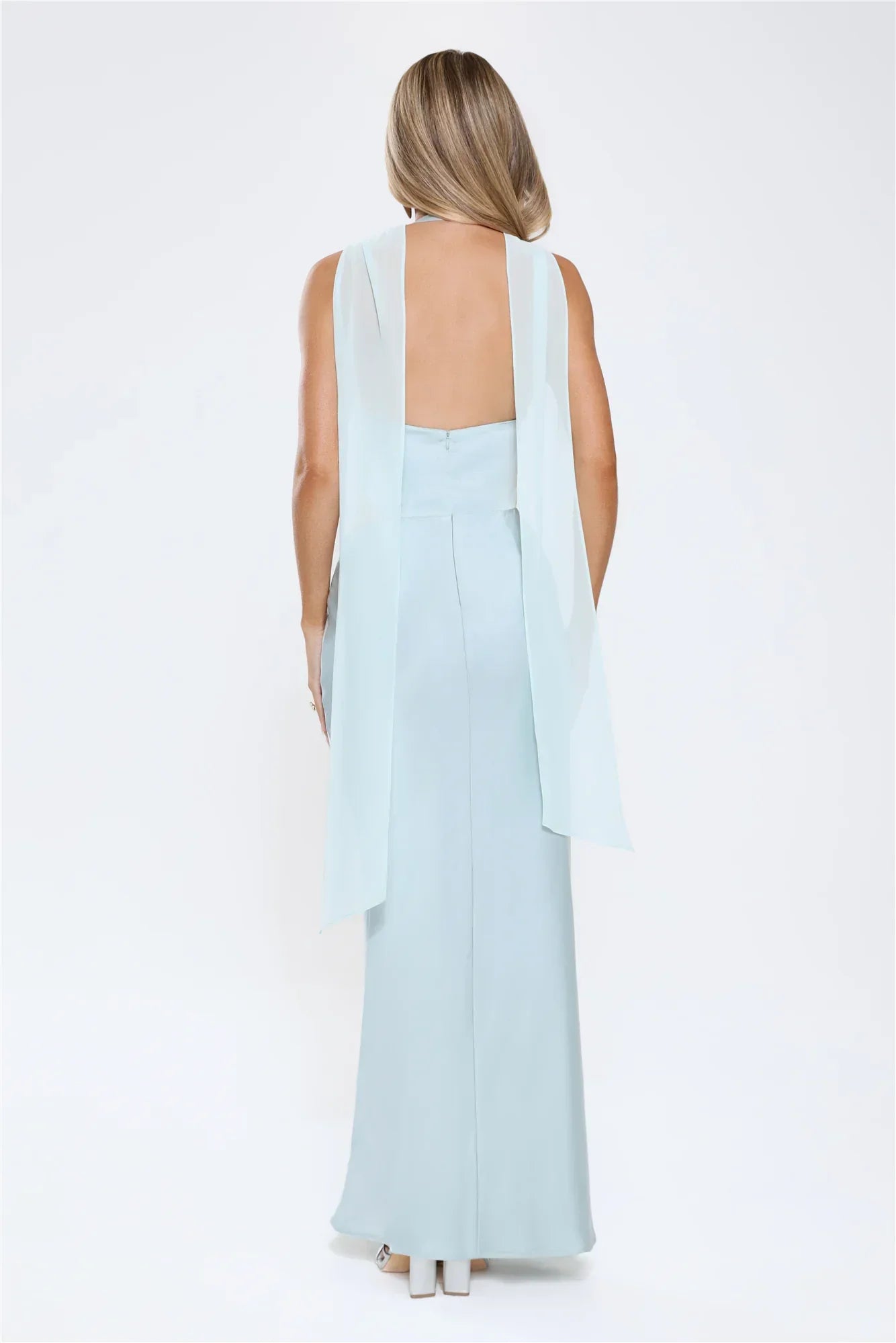 Luxe Obsession Halter Satin Maxi Dress Seafoam