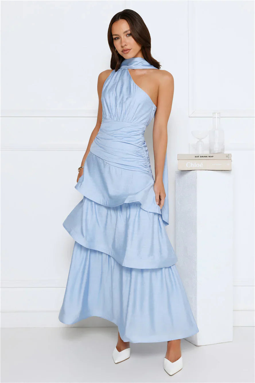 Cara One Shoulder Maxi Dress Blue