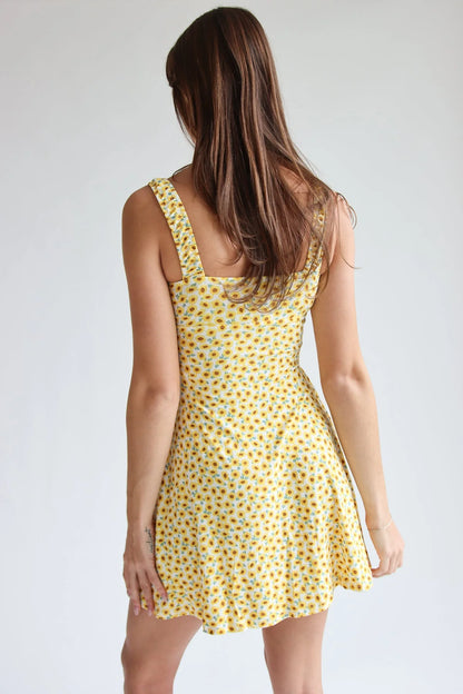 Yellow Sunflower Mini Dress