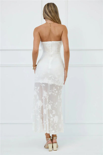 Pretty Moods Only Strapless Maxi Dress White