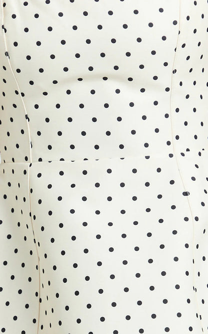 Carolina Mini Dress - Scoop Neck Panel Bodice Dress in White Polka Dot