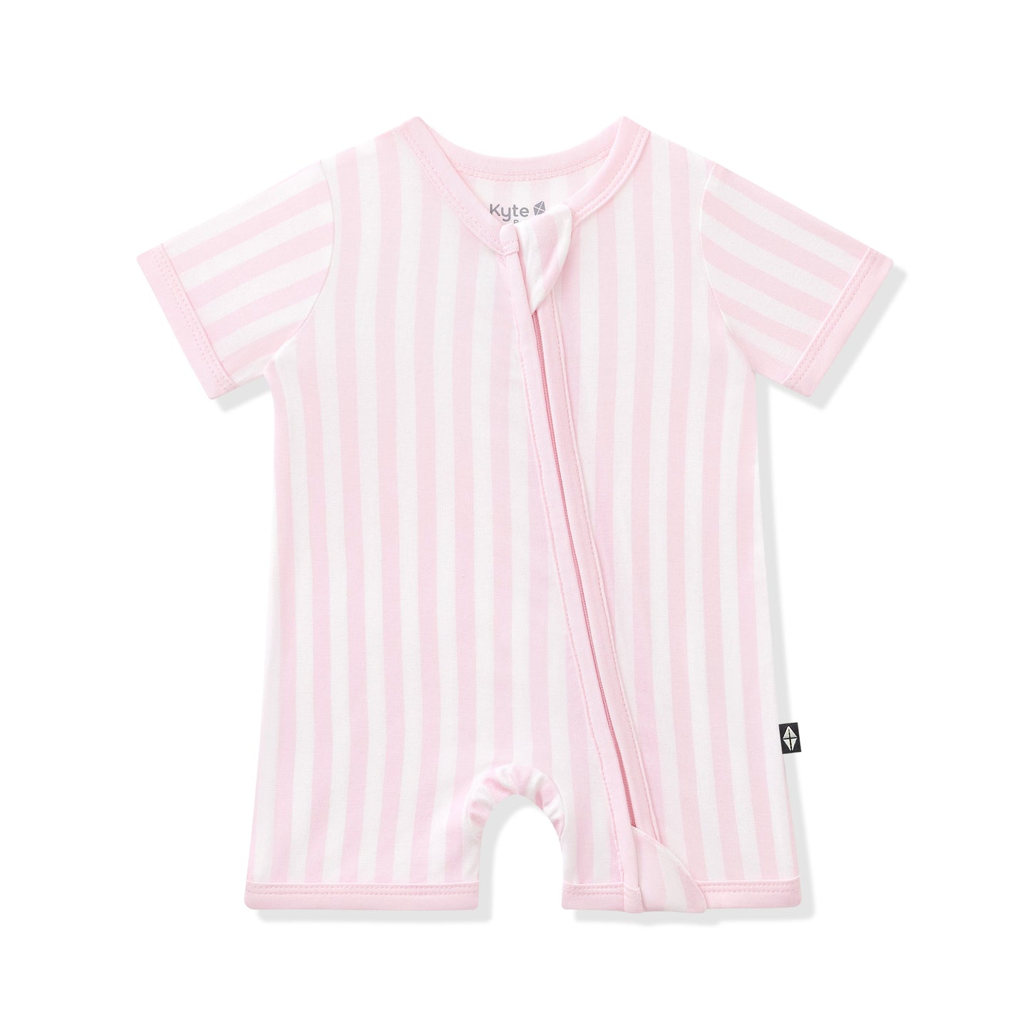 Zipper Shortall Romper in Small Sakura Stripe