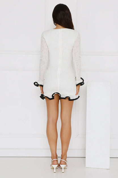 Luxury Lookbook Long Sleeve Mini Dress Off White