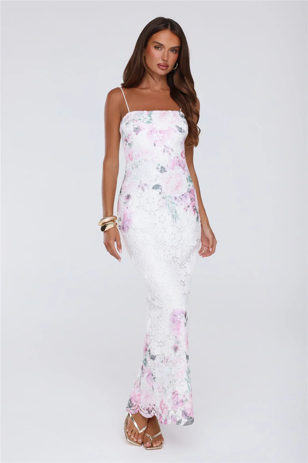 Wardrobe Flex Embroidered Maxi Dress White