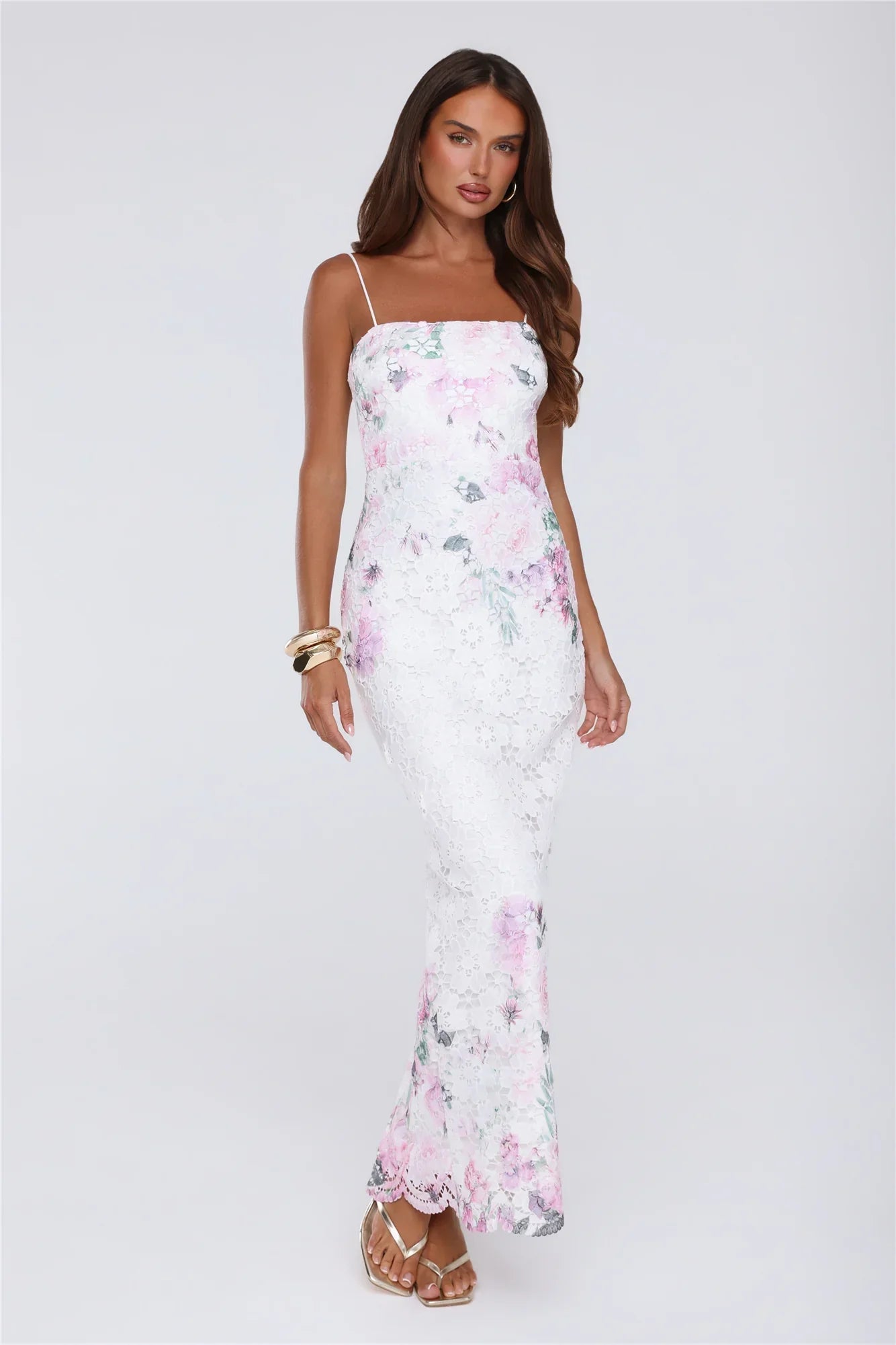 Wardrobe Flex Embroidered Maxi Dress White