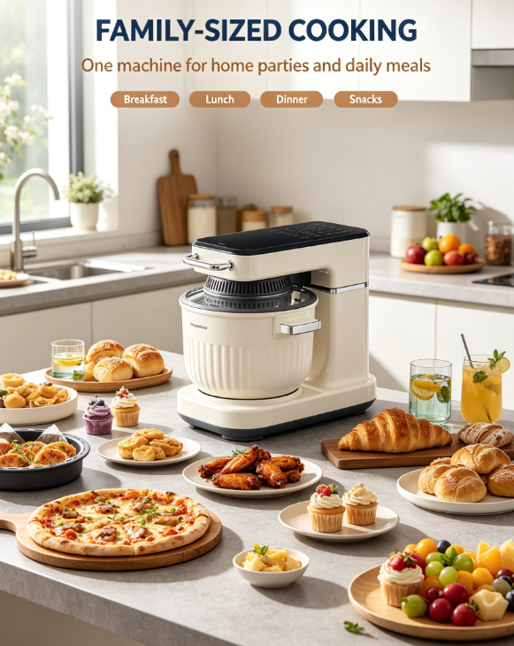 Multifunctional Chef Machine | Dough Mixer, Meat Grinder, and Air Fryer—All-in-One Household Cooking Machine