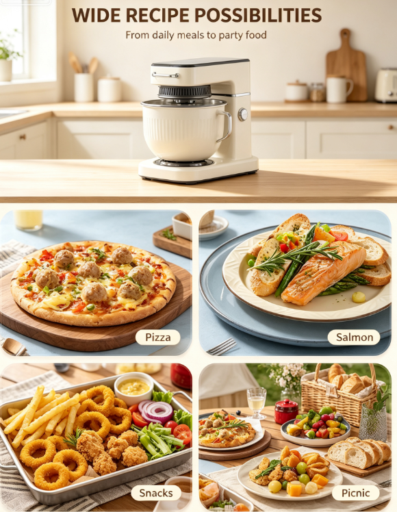 Multifunctional Chef Machine | Dough Mixer, Meat Grinder, and Air Fryer—All-in-One Household Cooking Machine