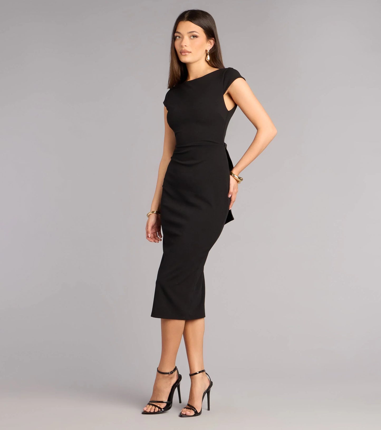 Solana Crepe Bow Midi Formal Dress
