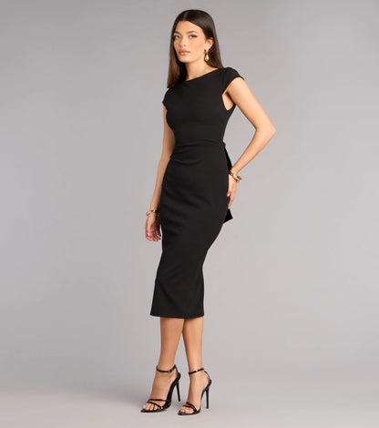 Solana Crepe Bow Midi Formal Dress