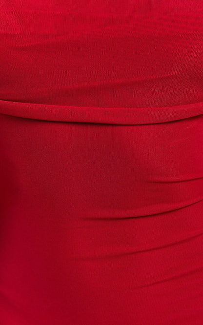 Bethanie Maxi Dress - Off The Shoulder Mesh Dress in Red
