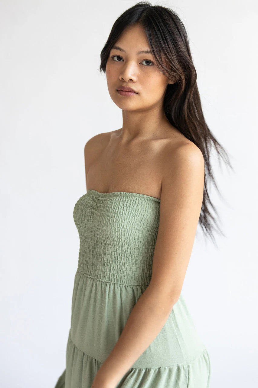 Smocked Top Strapless Maxi Dress