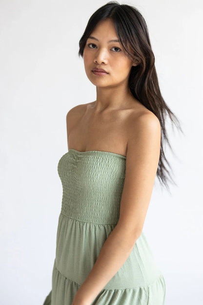 Smocked Top Strapless Maxi Dress