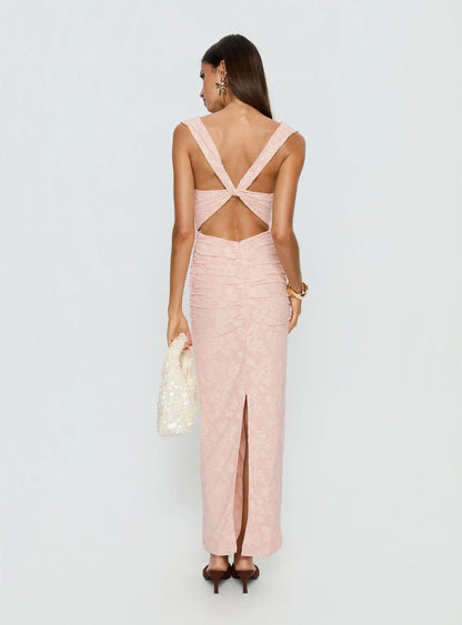 Kristeen Cowl Neck Maxi Dress Blush Pink