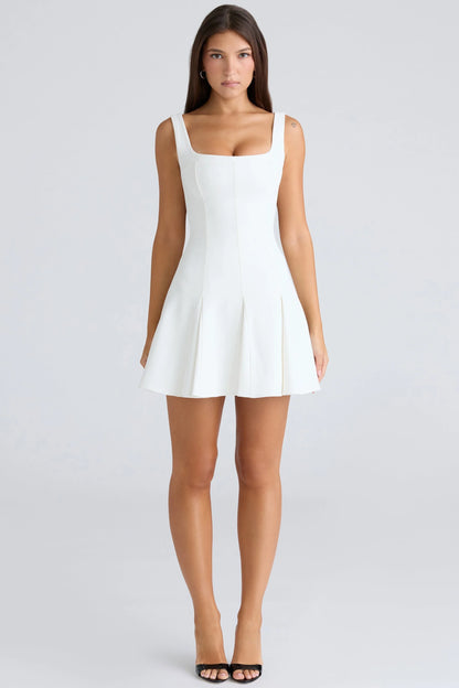 vintage ivory stretch crepe mini dress