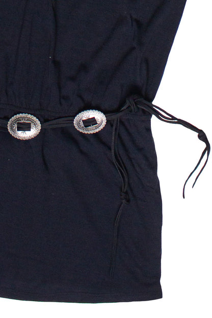 Drop Waist Western Belt Mini Dress