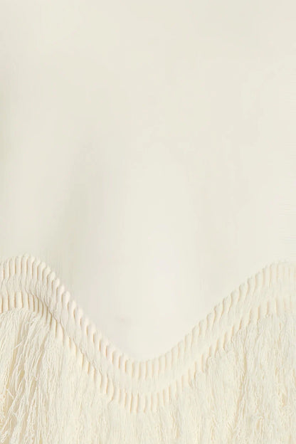 Jora White Fringe Maxi Dress Two Piece Set
